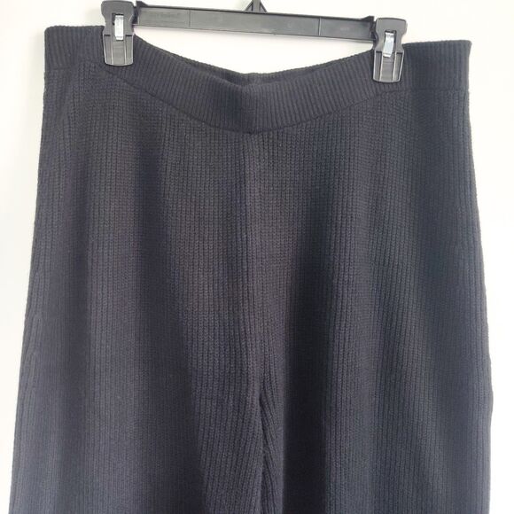 New Gap Large Pants CashSoft Shaker-Stitch Sweater Black Cotton Wide Leg Pull On - Picture 8 of 16